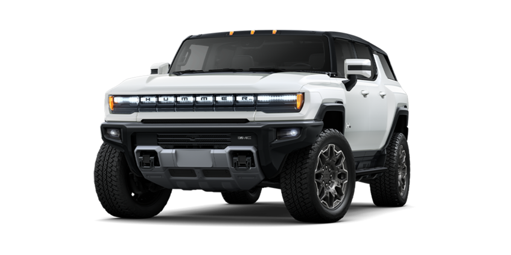 SUV de lujo GMC hummer EV en color interstellar white